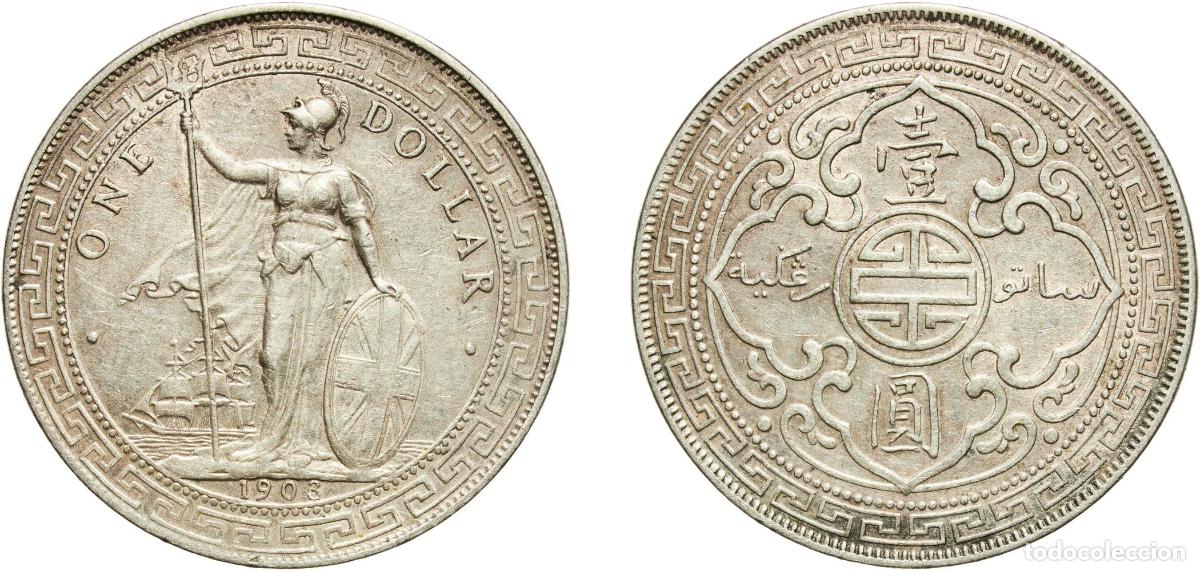 Monedas antiguas de Europa: Great Britain United Kingdom Kingdom 1903 B 1 Dollar (British Trade Dollar, Hong Kong) Silver (.900