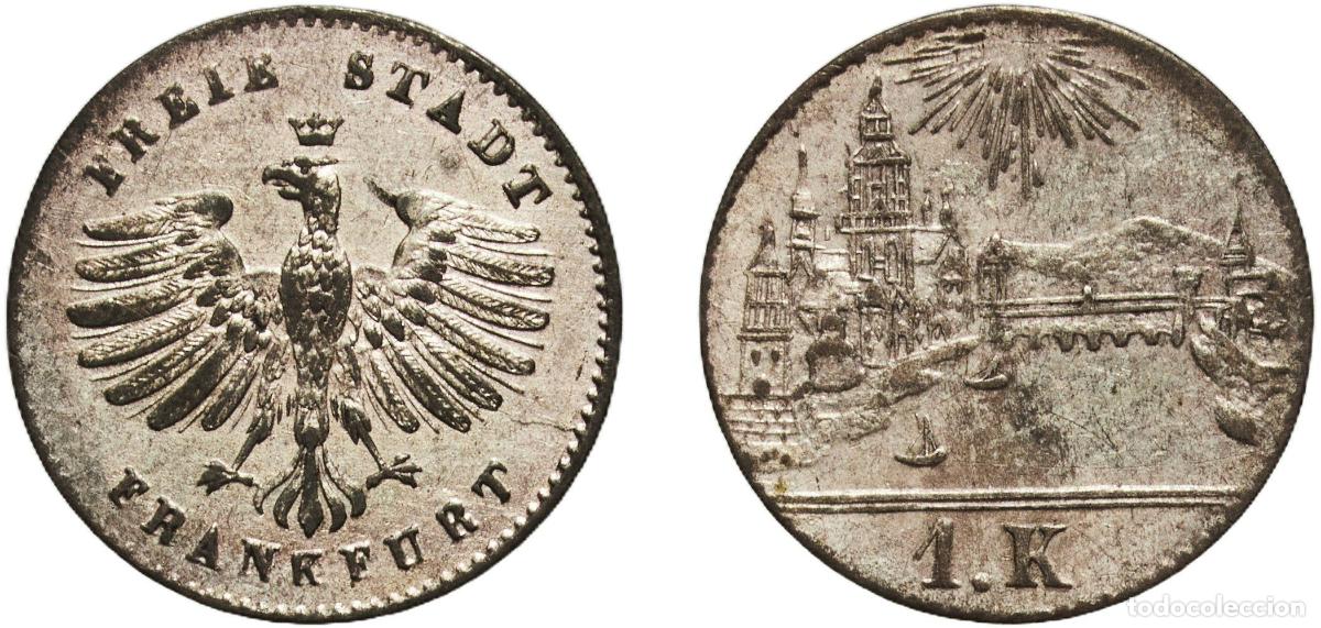 Monedas antiguas de Europa: Germany Free imperial city of Frankfurt German states ND (1839-1840) 1 Kreuzer Billon (.167 silver)