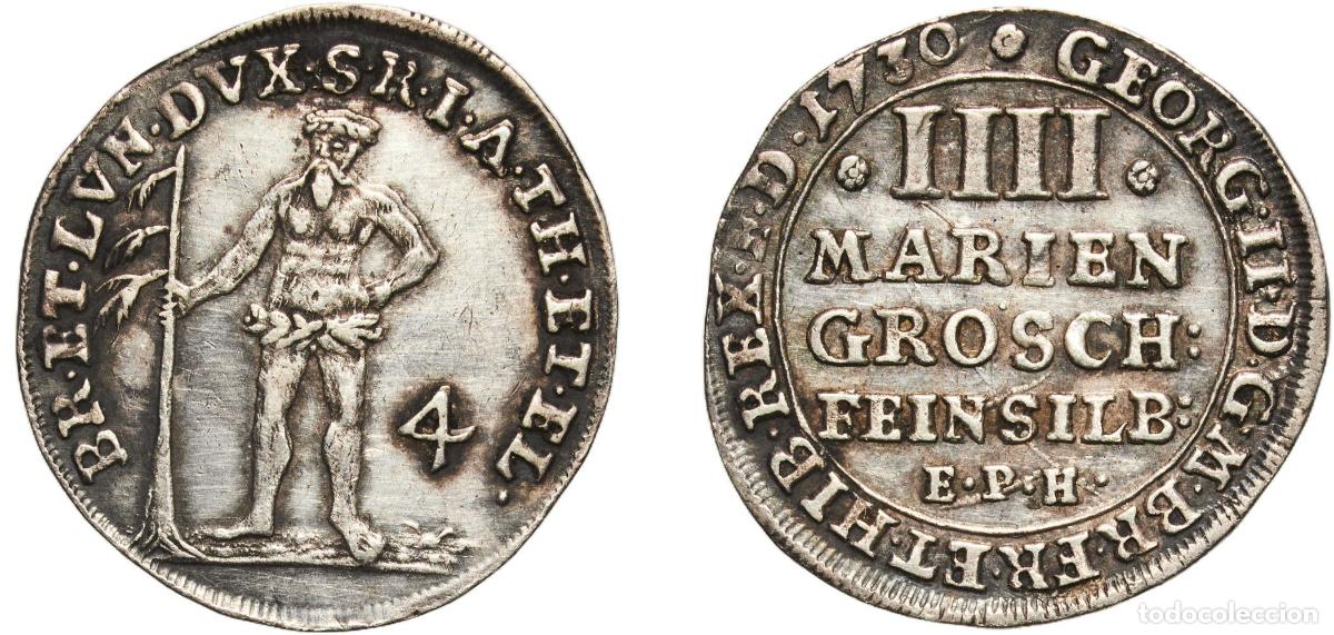 Monedas antiguas de Europa: Germany Brunswick-L&uuml;neburg-Calenberg-Hannover German states 1730 EPH 4 Mariengroschen - George II S