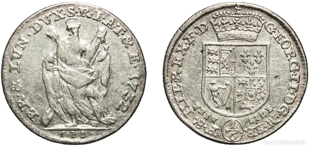 Monedas antiguas de Europa: Germany Brunswick-L&uuml;neburg-Calenberg-Hannover German states 1732 CPS ⅙ Thaler - George II Silver Cl