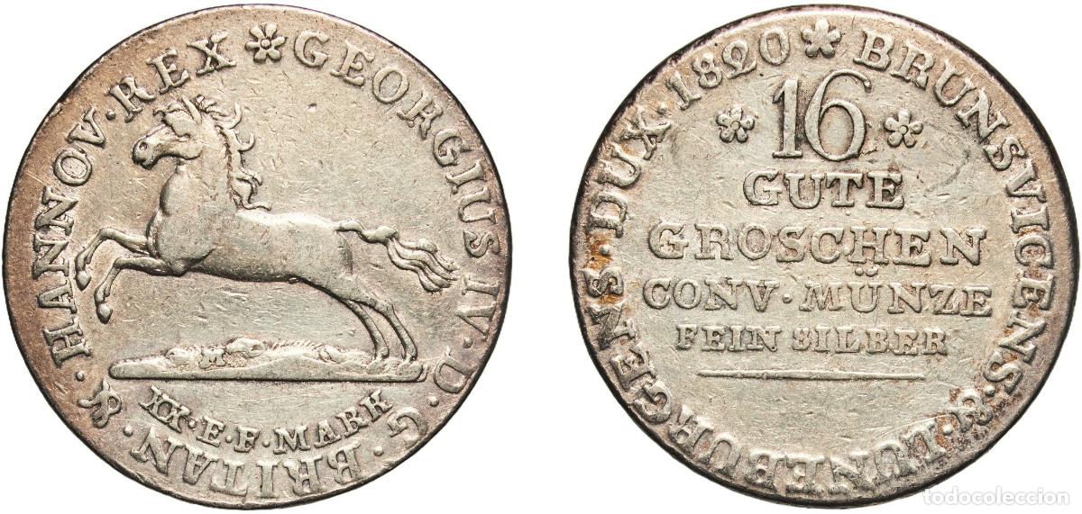 Monedas antiguas de Europa: Germany Kingdom of Hannover 1820 16 Gute Groschen - George III Silver (.993) Clausthal Mint 11.6g V
