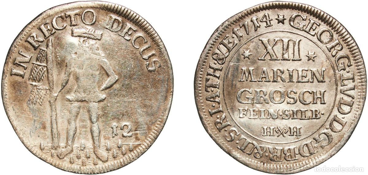Monedas antiguas de Europa: Germany Principality of Brunswick-Wolfenb&uuml;ttel German states 1714 12 Mariengroschen - Anthony Ulric