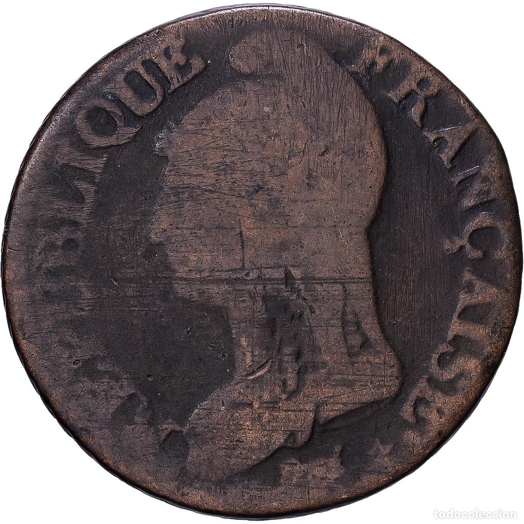 Monedas antiguas de Europa: [#1552151] Francia, 5 Centimes, Dupr&eacute;, AN 7, Paris, Bronce, BC, Gadoury:126, KM:640.1