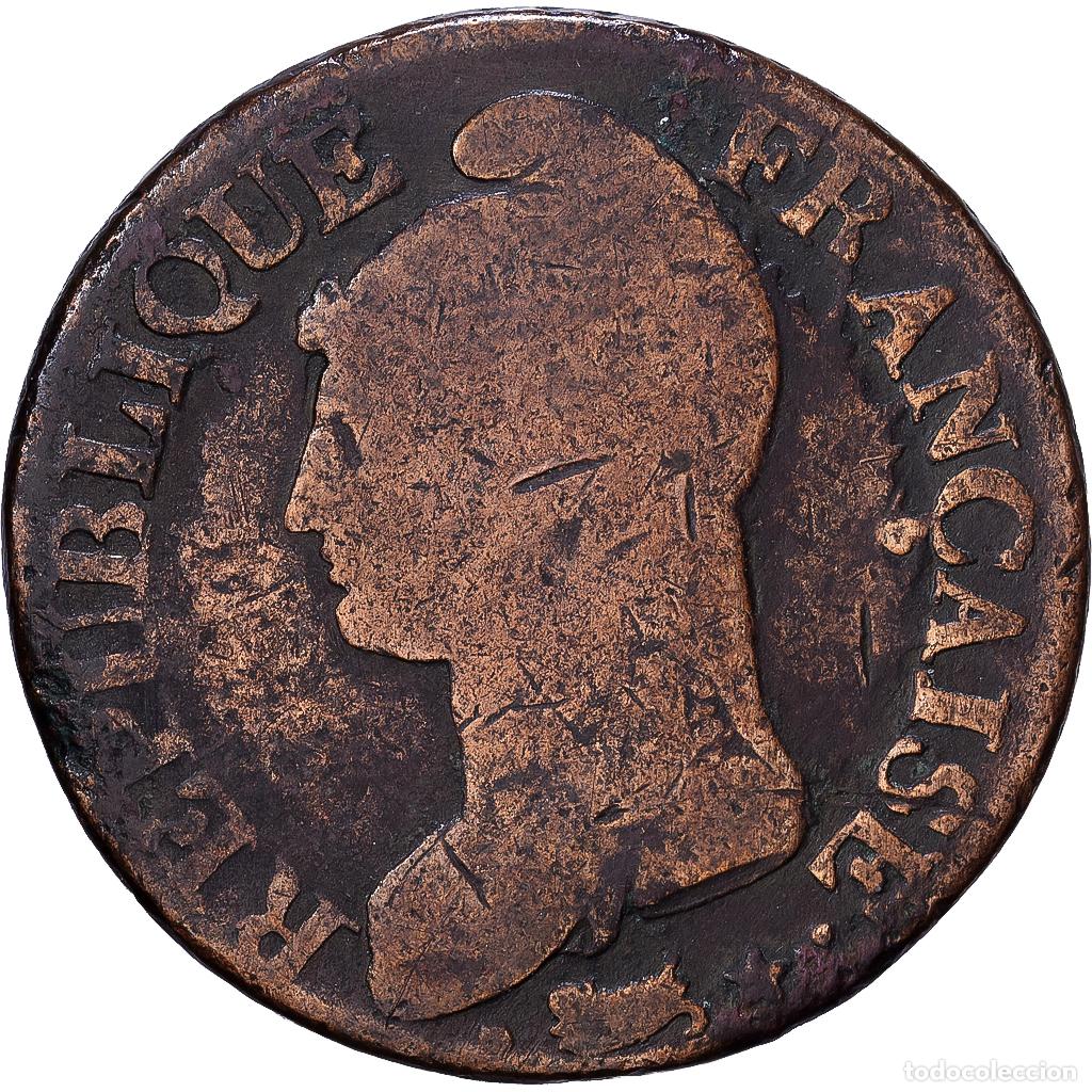 Monedas antiguas de Europa: [#1552152] Francia, 5 Centimes, Dupr&eacute;, AN 8, Paris, Bronce, BC, Gadoury:126a, KM:640.1