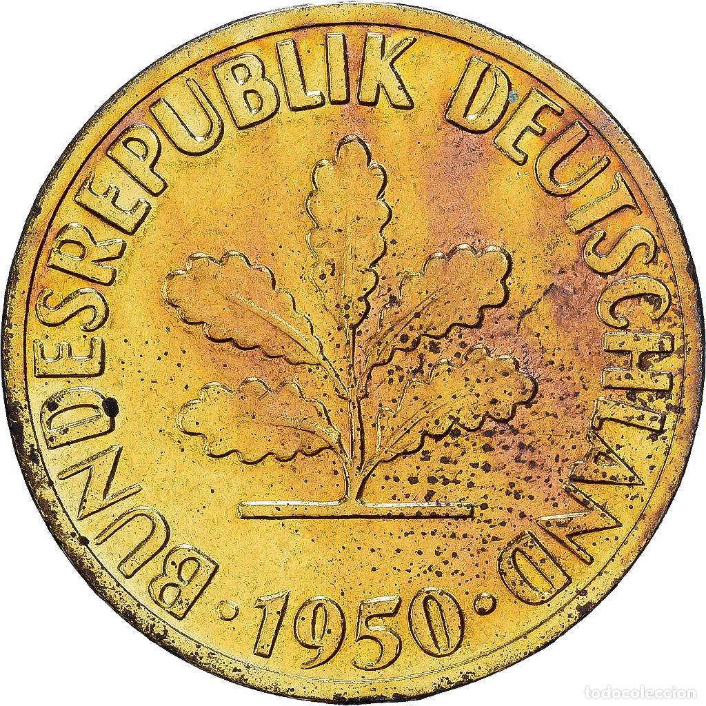 Monedas antiguas de Europa: [#1552177] ALEMANIA - REP&Uacute;BLICA FEDERAL, 5 Pfennig, 1950, Karlsruhe, Lat&oacute;n recubierto de