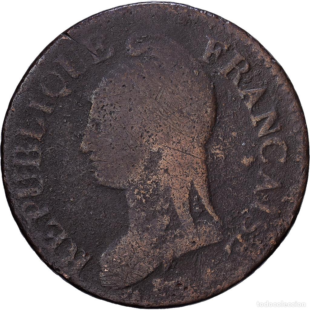 Monedas antiguas de Europa: [#1552153] Francia, 5 Centimes, Dupr&eacute;, AN 5, Strasbourg, Bronce, BC+, Gadoury:126