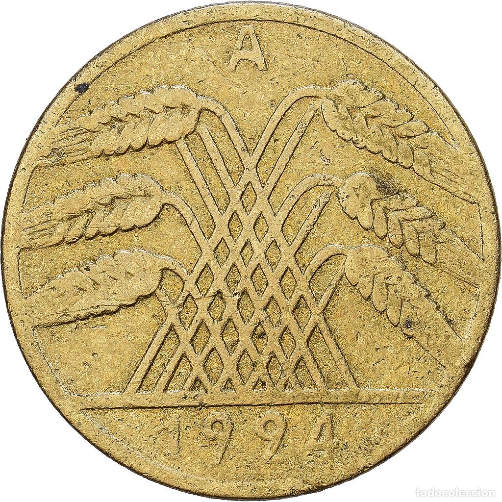 Monedas antiguas de Europa: [#1552184] ALEMANIA - REP&Uacute;BLICA DE WEIMAR, 10 Rentenpfennig, 1924, Berlin, Aluminio -