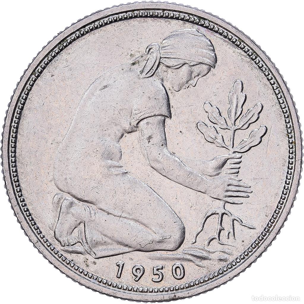 Monedas antiguas de Europa: [#1552193] ALEMANIA - REP&Uacute;BLICA FEDERAL, 50 Pfennig, 1950, Hamburg, Cobre - n&iacute;quel, MBC+