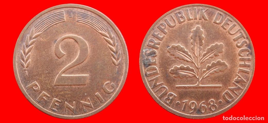 Monedas antiguas de Europa: 2 PFENNIG 1968-J BRD ALEMANIA-155007
