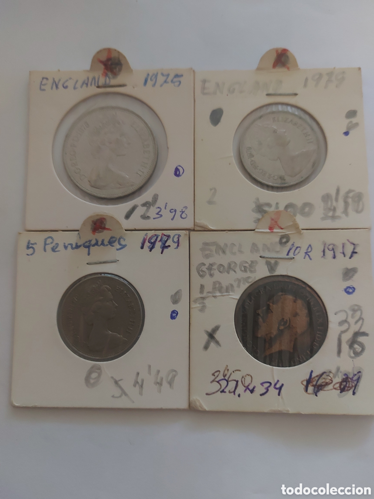 Monedas antiguas de Europa: 4 monedas deEngland anti