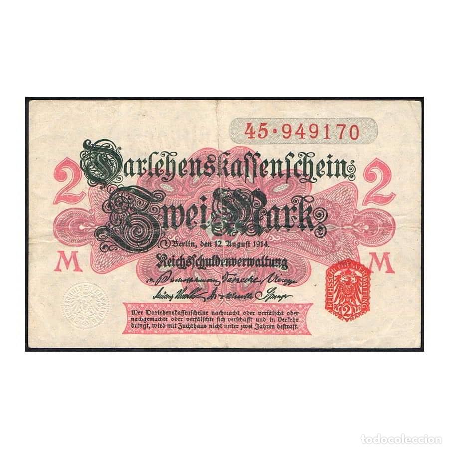 Monedas antiguas de Europa: Alemania 1914 [BLL] Darlehenskassenschein. 2 Marcos (
