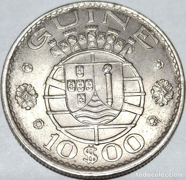 Monedas antiguas de Europa: Guinea - Portugal, 10 Escudos 1973 KM#16./ Muy Bonita. La de las fotos.