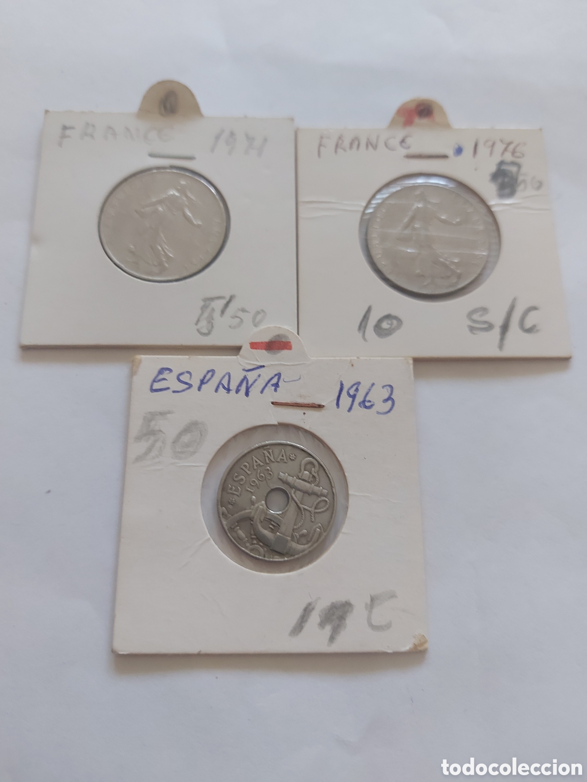 Monedas antiguas de Europa: 2 monedas deFrance y1de