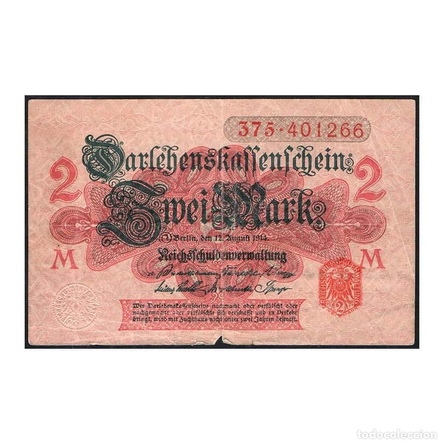 Monedas antiguas de Europa: Alemania 1914 [BLL] Darlehenskassenschein. 2 Marcos (BC+)