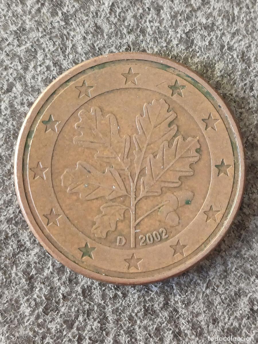 Monedas antiguas de Europa: Moneda de 5 centimos de Alemania del a&ntilde;o 2002. Sin ningun tipo de errores en ninguna de ambas caras.