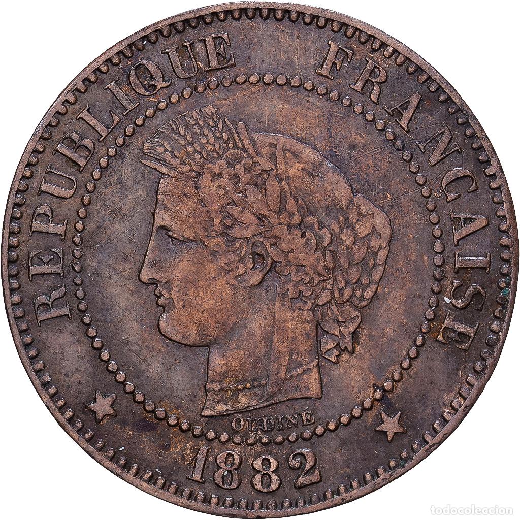Monedas antiguas de Europa: [#1546531] Francia, 2 Centimes, C&eacute;r&egrave;s, 1882, Paris, Bronce, BC+, Gadoury:105