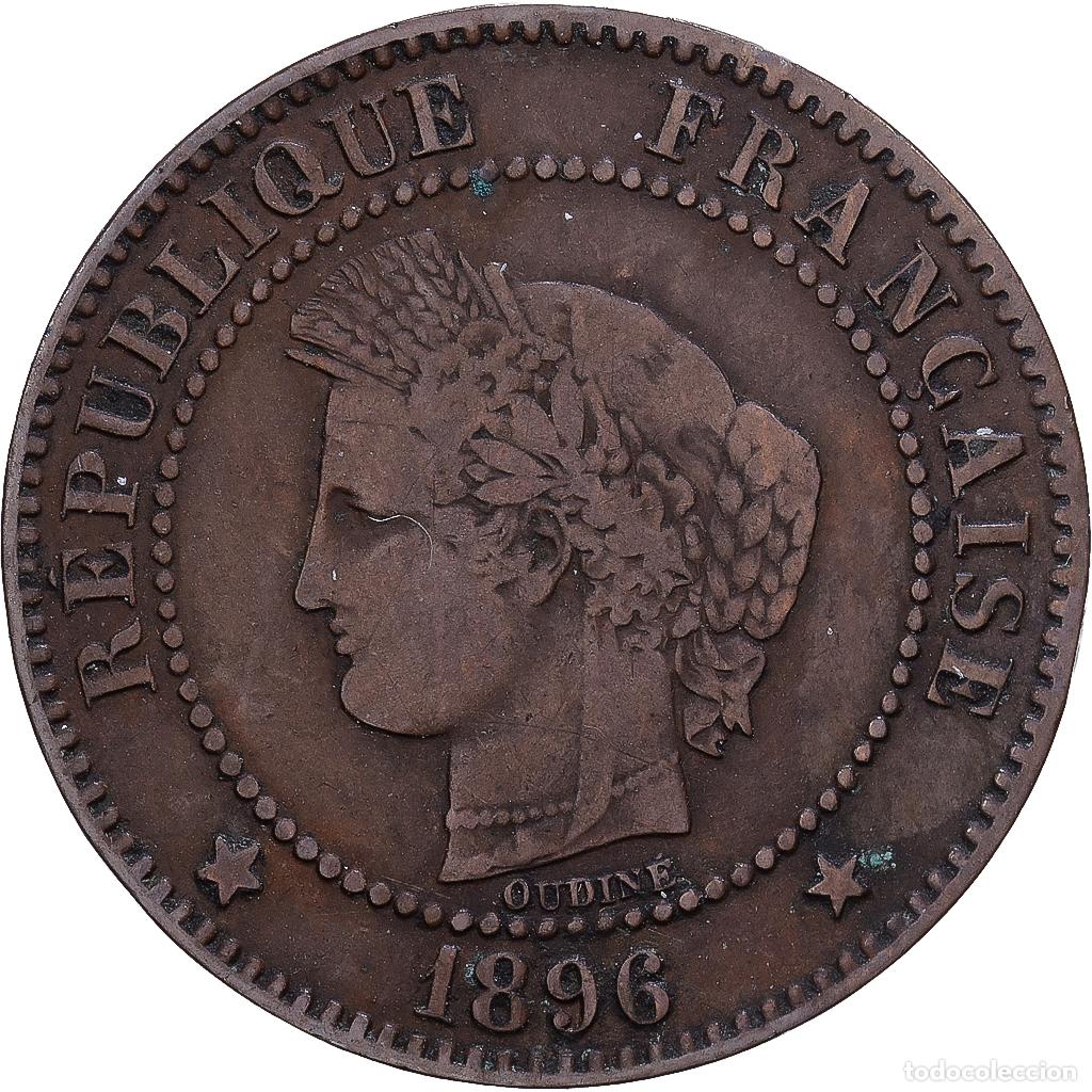 Monedas antiguas de Europa: [#1546540] Francia, 2 Centimes, C&eacute;r&egrave;s, 1896, Paris, Bronce, BC+, Gadoury:105