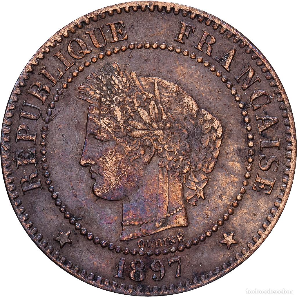 Monedas antiguas de Europa: [#1546541] Francia, 2 Centimes, C&eacute;r&egrave;s, 1897, Paris, Bronce, BC+, Gadoury:105