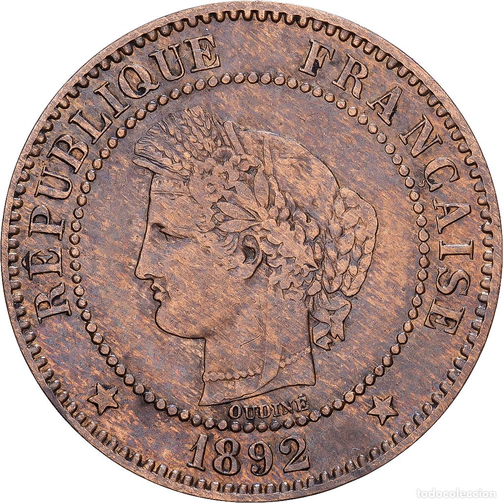 Monedas antiguas de Europa: [#1546537] Francia, 2 Centimes, C&eacute;r&egrave;s, 1892, Paris, Bronce, BC+, Gadoury:105