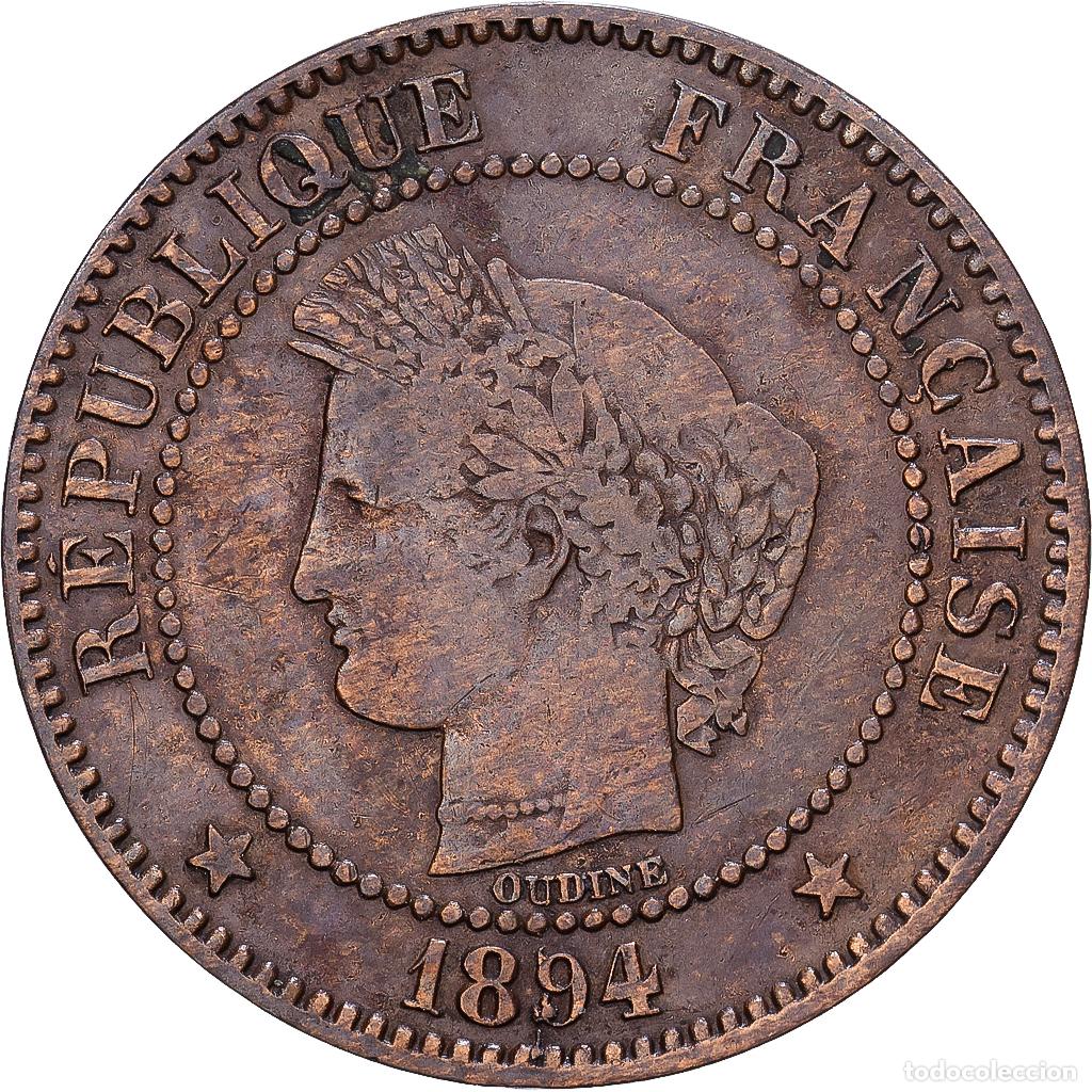 Monedas antiguas de Europa: [#1546539] Francia, 2 Centimes, C&eacute;r&egrave;s, 1894, Paris, Bronce, BC+, Gadoury:105