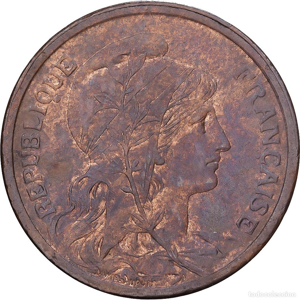 Old Coins of Europe: [#1546518] Francia, 2 Centimes, Daniel-Dupuis, 1910, MDP, Bronce, MBC+, Gadoury:107