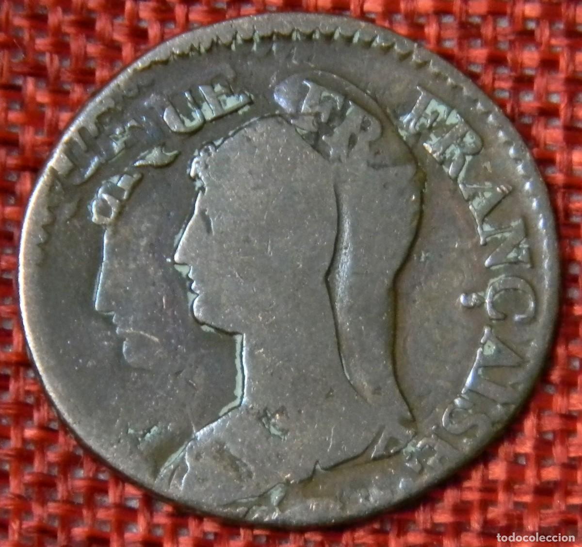 Moedas antigas da Europa: Francia France 5 centimes, A&ntilde;o 1796 - 1800 - Doble acu&ntilde;aci&oacute;n
