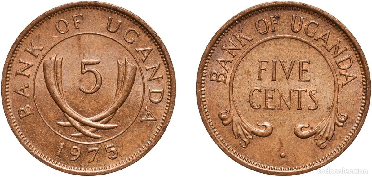 Monedas antiguas de Europa: Uganda Republic 1975 5 Cents Original luster Bronze (14784000) 3.28g UNC KM 1
