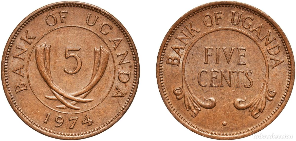 Monedas antiguas de Europa: Uganda Republic 1974 5 Cents Bronze Royal Mint (8624000) 3.19g AU KM 1