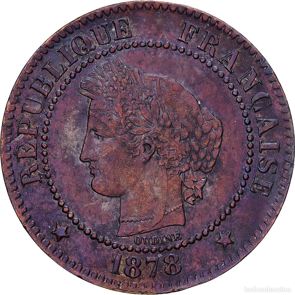 Monedas antiguas de Europa: [#1546530] Francia, 2 Centimes, C&eacute;r&egrave;s, 1878, Bordeaux, Petit K, Bronce, MBC+, Gadoury:105