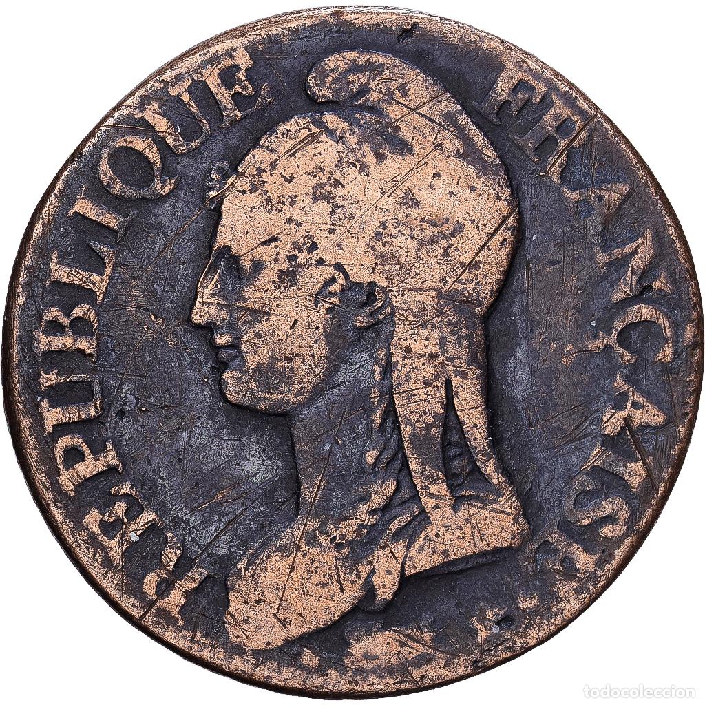 Monedas antiguas de Europa: [#1546546] Francia, Directoire, 5 Centimes, AN 5, Paris, Cobre, BC+, Gadoury:126