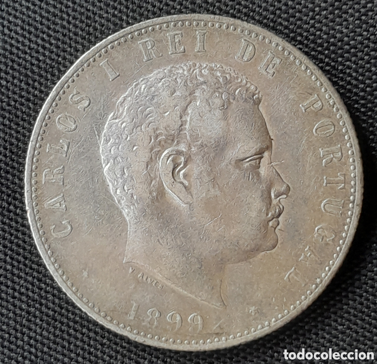 Monedas antiguas de Europa: Moneda De Plata 1000 R&eacute;is Portugal 1899 Carlos I - Con Certificado MBC+