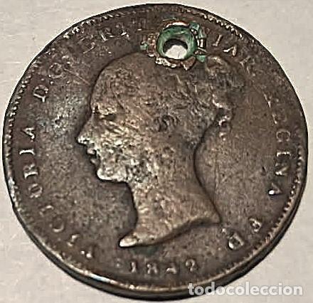 Monete antiche di Europa: Gibraltar, 1/2 Cuarto 1842 KM#1./ Usada. La de las fotos.