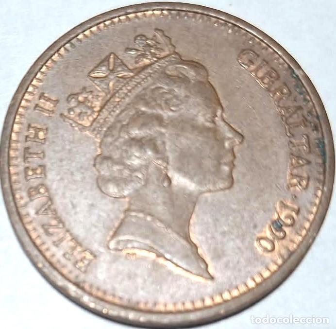 Monedas antiguas de Europa: Gibraltar, 2 Peniques 1990AB KM#21./ Usada. La de las fotos.