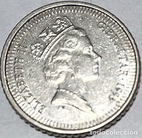Monedas antiguas de Europa: Gibraltar, 5 Peniques 1995AA KM#22.2./ Usada. La de las fotos.