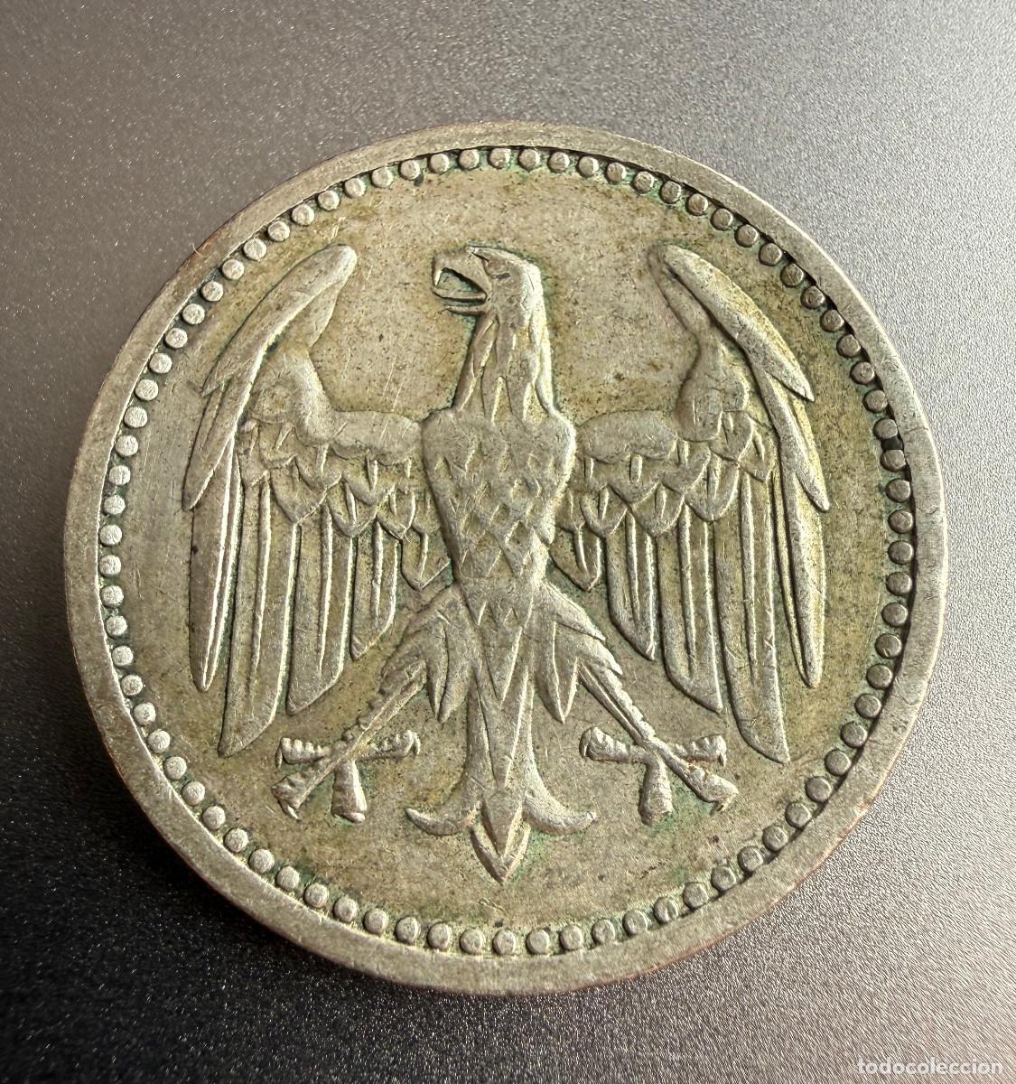 Moedas antigas da Europa: 3 Marcos Alemania 1924-A Berlin Plata Rep&uacute;blica de Weimar 1924 Germany 3 Reichsmark Silver Coin