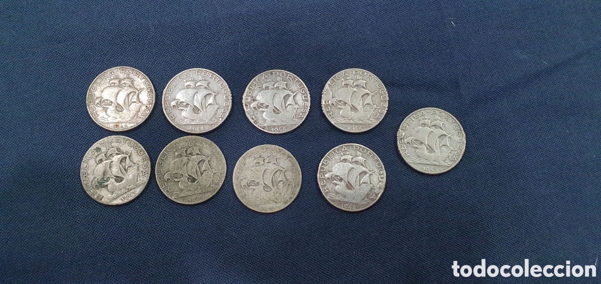 Monnaies anciennes de Europe: SALIDA 0.01&euro;. Lote de monedas 5 escudos Portugal. Plata 0.650. (L135)