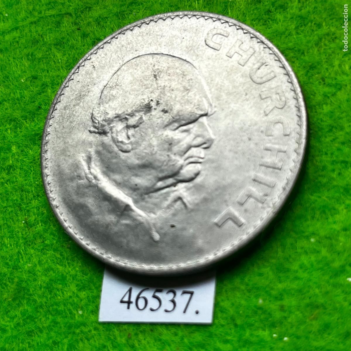 Monedas antiguas de Europa: UK, 1 corona, 5 chelines, 60 peniques 1965, Churchill , Inglaterra