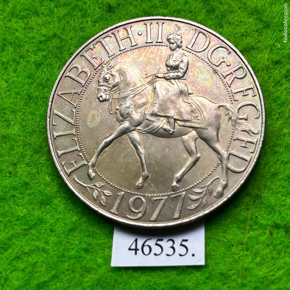 Monedas antiguas de Europa: UK 25 peniques 1977, Jubileo de plata, corona, Inglaterra