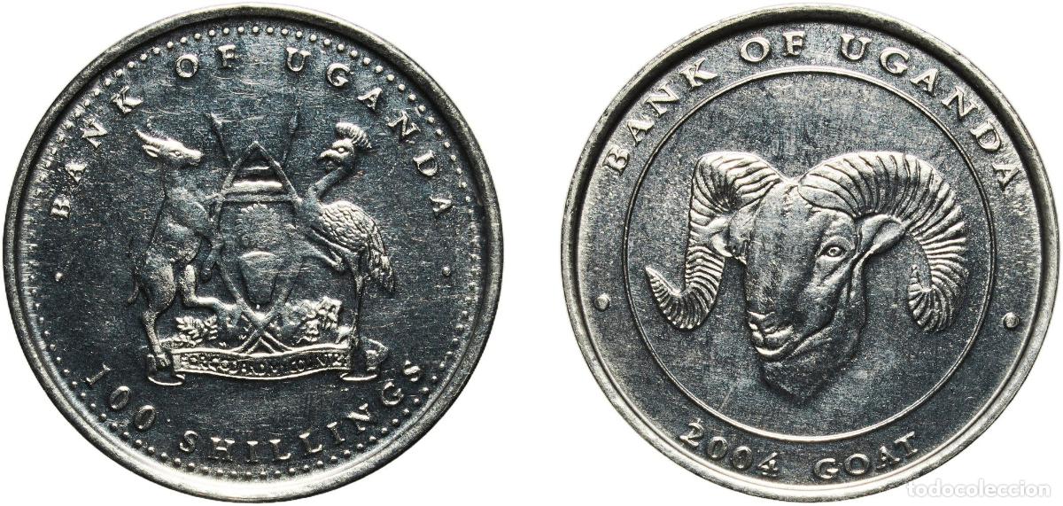 Monedas antiguas de Europa: Uganda Republic 2004 100 Lingsshil (Zodiac - Goat) Aluminium 3.52g UNC