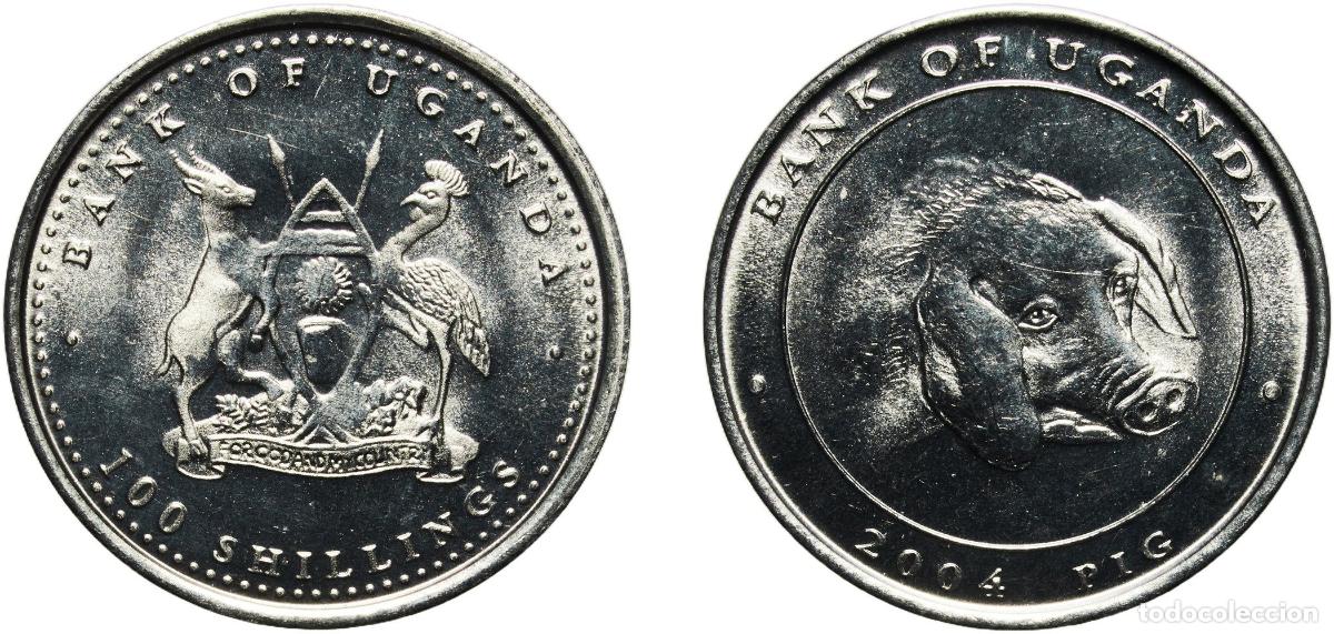Monedas antiguas de Europa: Uganda Republic 2004 100 Lingsshil (Zodiac - Pig) Aluminium 3.55g UNC