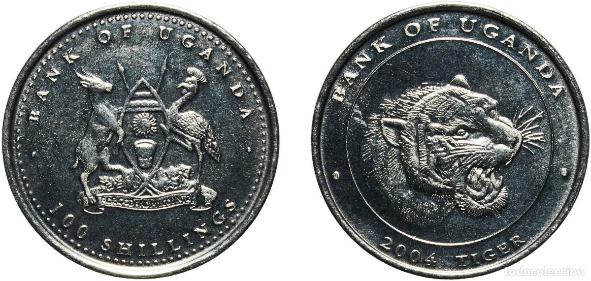 Monedas antiguas de Europa: Uganda Republic 2004 100 Lingsshil (Zodiac - Tiger) Aluminium 3.55g UNC