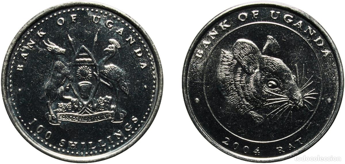 Monedas antiguas de Europa: Uganda Republic 2004 100 Shillings (Rat; steel) Steel 3.54g UNC KM 144
