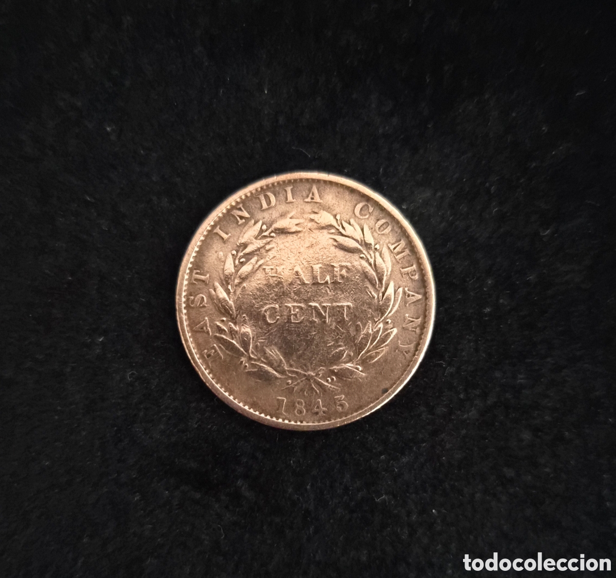 Monedas antiguas de Europa: Colonias del Estrecho &ndash; &frac12; cent 1845 &ndash; Victoria &ndash; East India Company