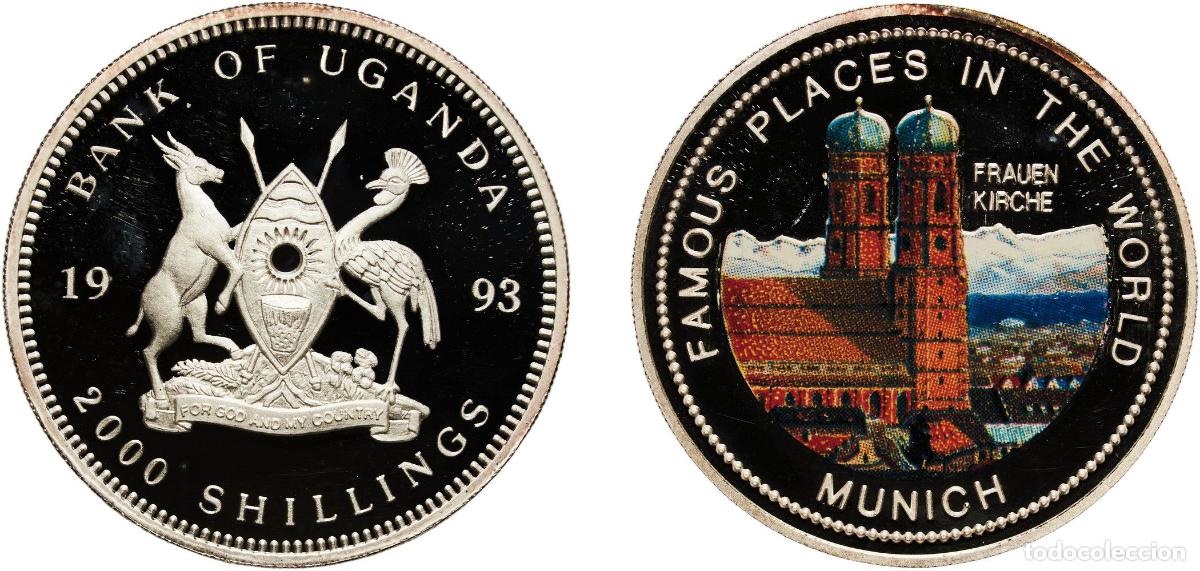 Monedas antiguas de Europa: Uganda Republic 1993 2000 Shillings (Frauenkirche) Silver (.999) (10000) 20.14g PF KM 43