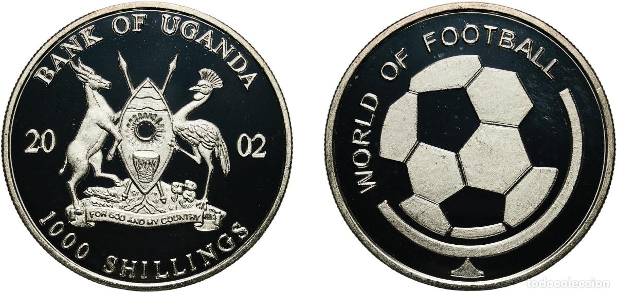 Monedas antiguas de Europa: Uganda Republic 2002 1000 Shillings (Football) Silver (.999) 25.05g PF KM 82