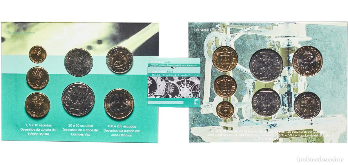 Monedas antiguas de Europa: Portugal Third Republic 2001 Escudos Set (Coin with 1, 5, 10, 20, 50, 100, 200 Escudos) Copper-nick