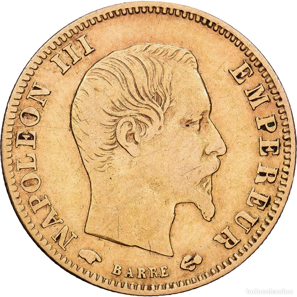 Monedas antiguas de Europa: [#1540055] Francia, Napoleon III, 5 Francs, Napol&eacute;on III, 1859, Paris, Oro, BC+, KM:782.1