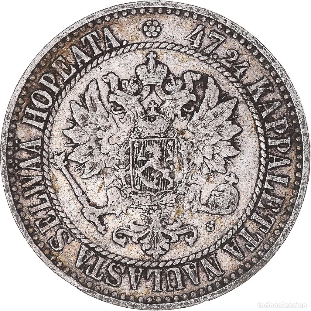 Monedas antiguas de Europa: [#341099] Moneda, Finlandia, Alexander II, 2 Markkaa, 1865, Helsinki, MBC, Plata, KM:7.1