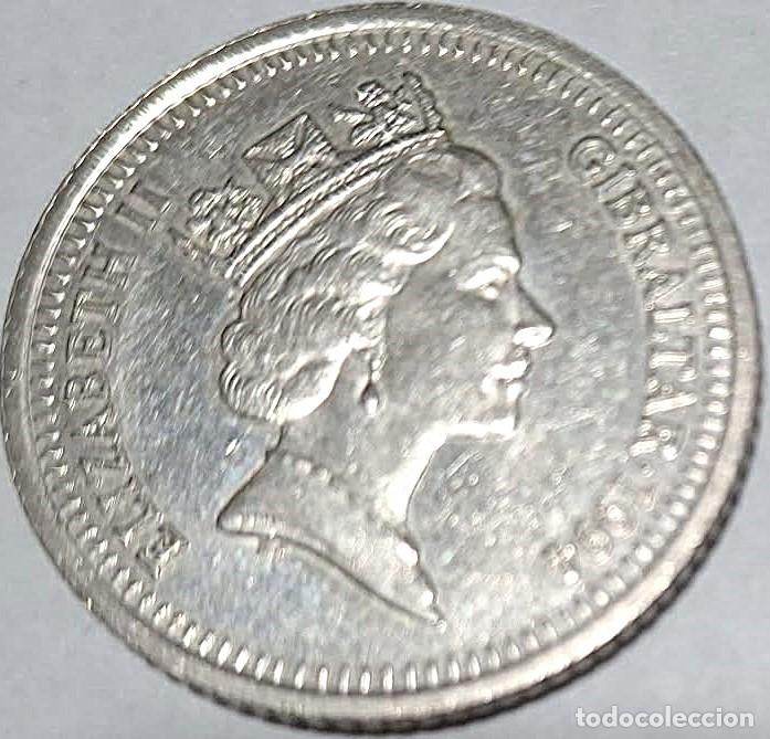 Monedas antiguas de Europa: Gibraltar, 10 Peniques 1994AA KM#23.2./ Usada. La de las fotos.