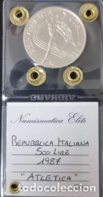 Moedas antigas da Europa: MONEDA DE PLATA DE ITALIA 1987- 500 LIRAS Atletismo